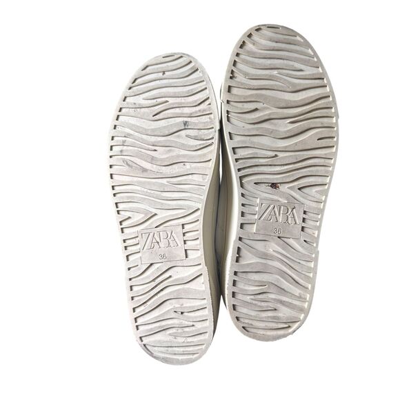ZARA Basic Faux Leather Glitter Sneaker White Sz 36 (US 6) - Picture 6 of 6